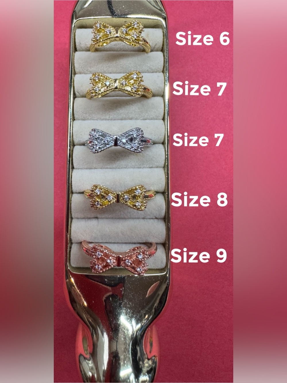 Bow Ring with Crystal Accents - sizes 6, 7, 8 & 9